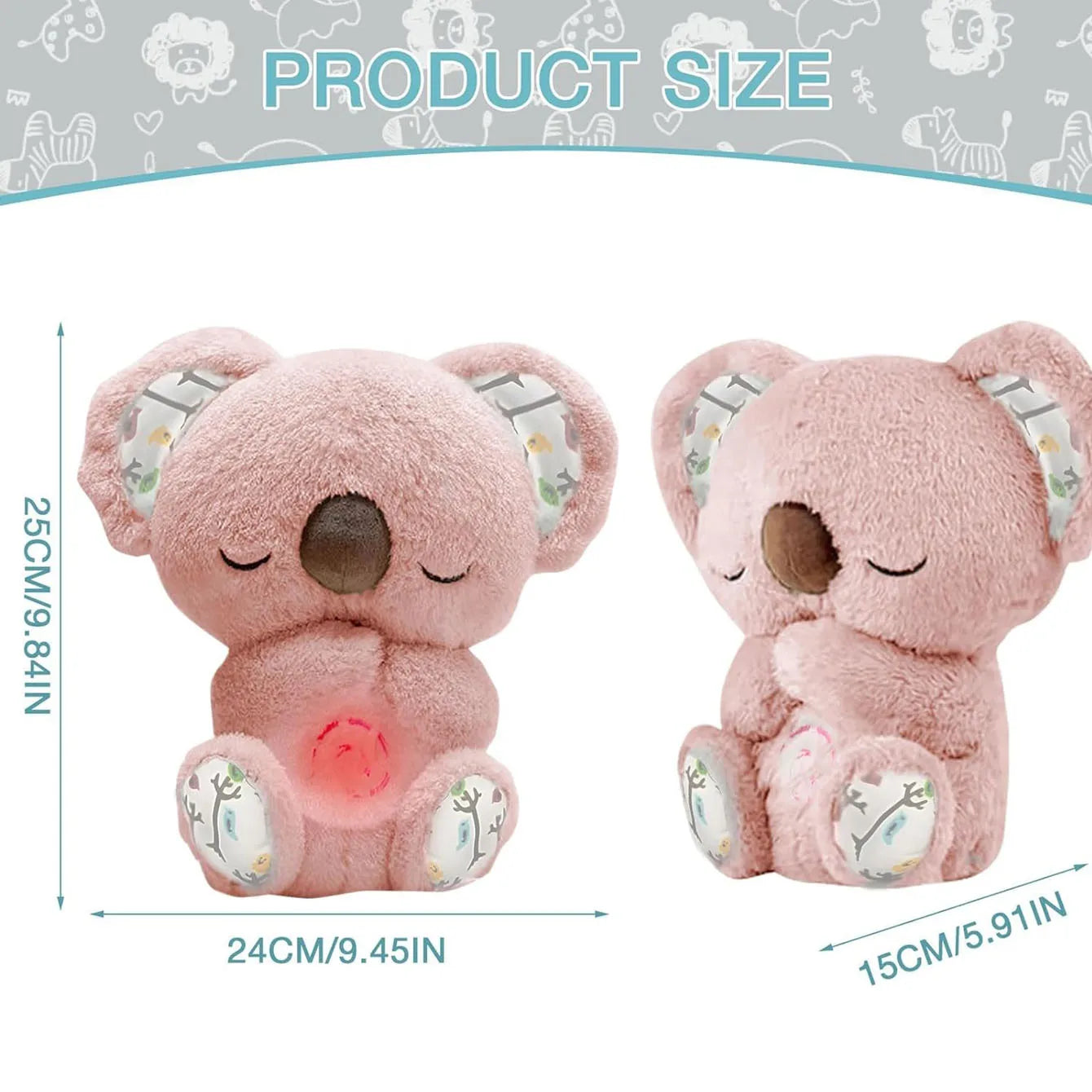 1Pc Evoraco Breathing Koala Plush - Soothing Stuffed Animal W/ Heartbeat, Anxiety Relief Gift for Birthday & Christmas