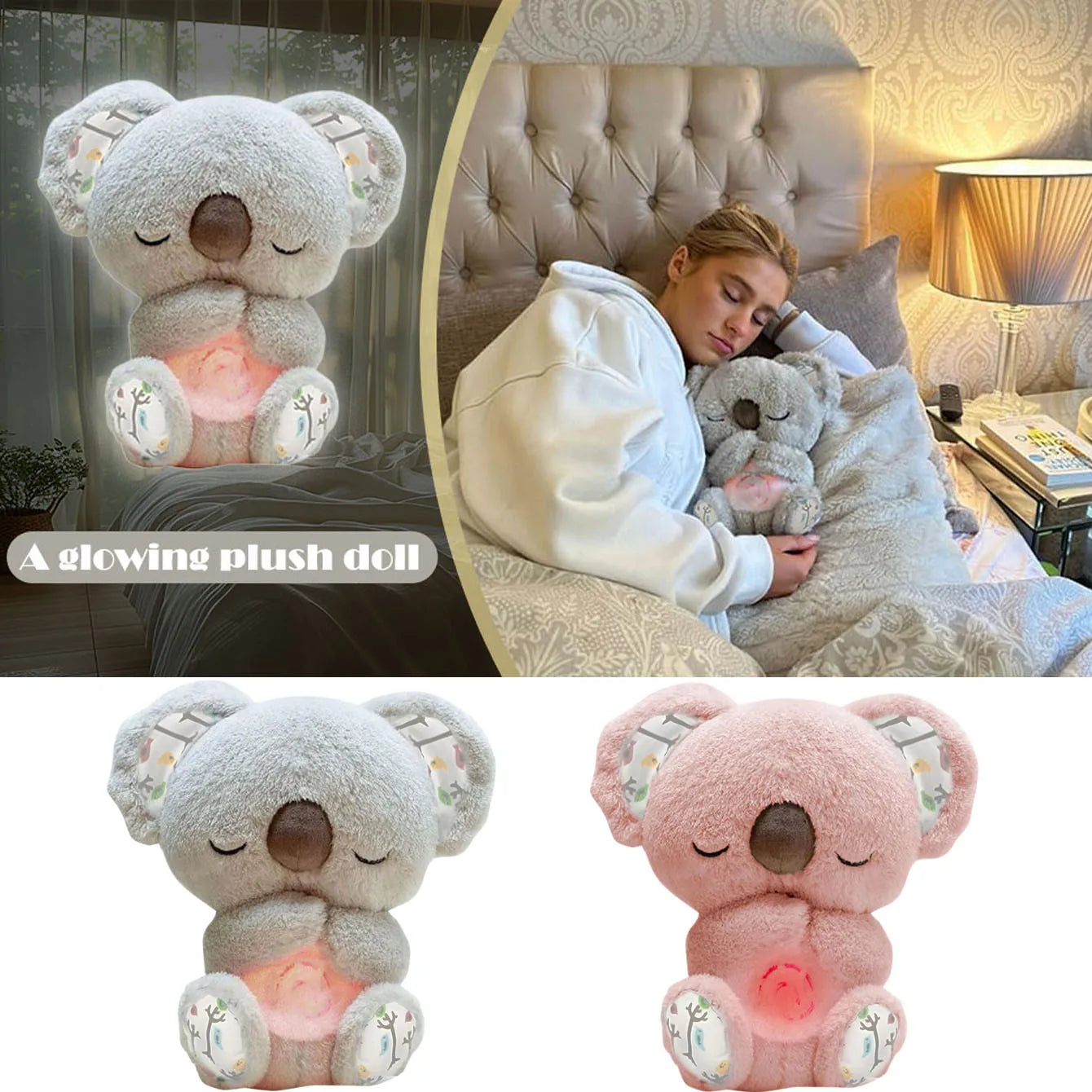 1Pc Evoraco Breathing Koala Plush - Soothing Stuffed Animal W/ Heartbeat, Anxiety Relief Gift for Birthday & Christmas